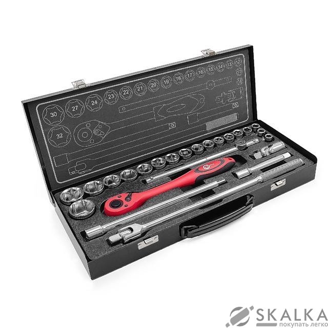 На фото Профессиональный набор инструмента Intertool 1/2", 25ед 10-32мм CrV (ET-6025)