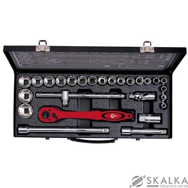 На фото Профессиональный набор инструмента Intertool 1/2" 26ед 8-32мм CrV (ET-6027)