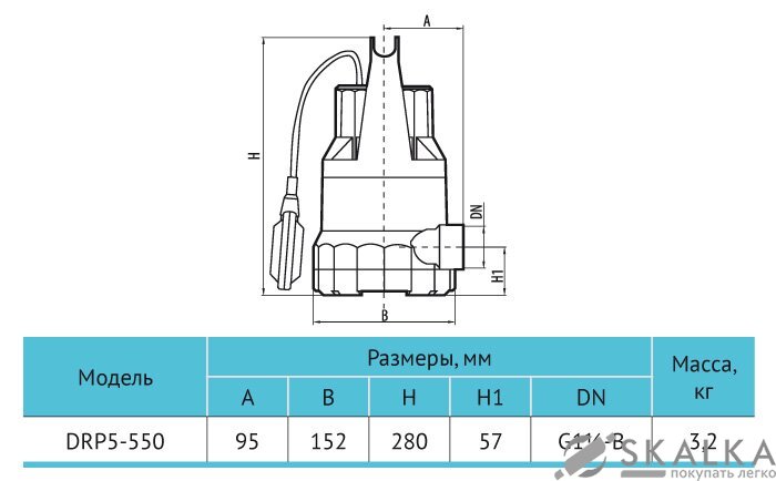 Дренажный насос DRP5-550 Rudes На фото Дренажный насос DRP5-550 Rudes