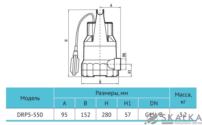 На фото Дренажный насос DRP5-550 Rudes