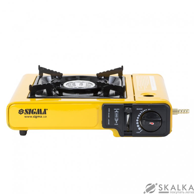 На фото Плита газовая Sigma одноконфорочная с пьезоподжиом и адаптером Кейс (2903431)