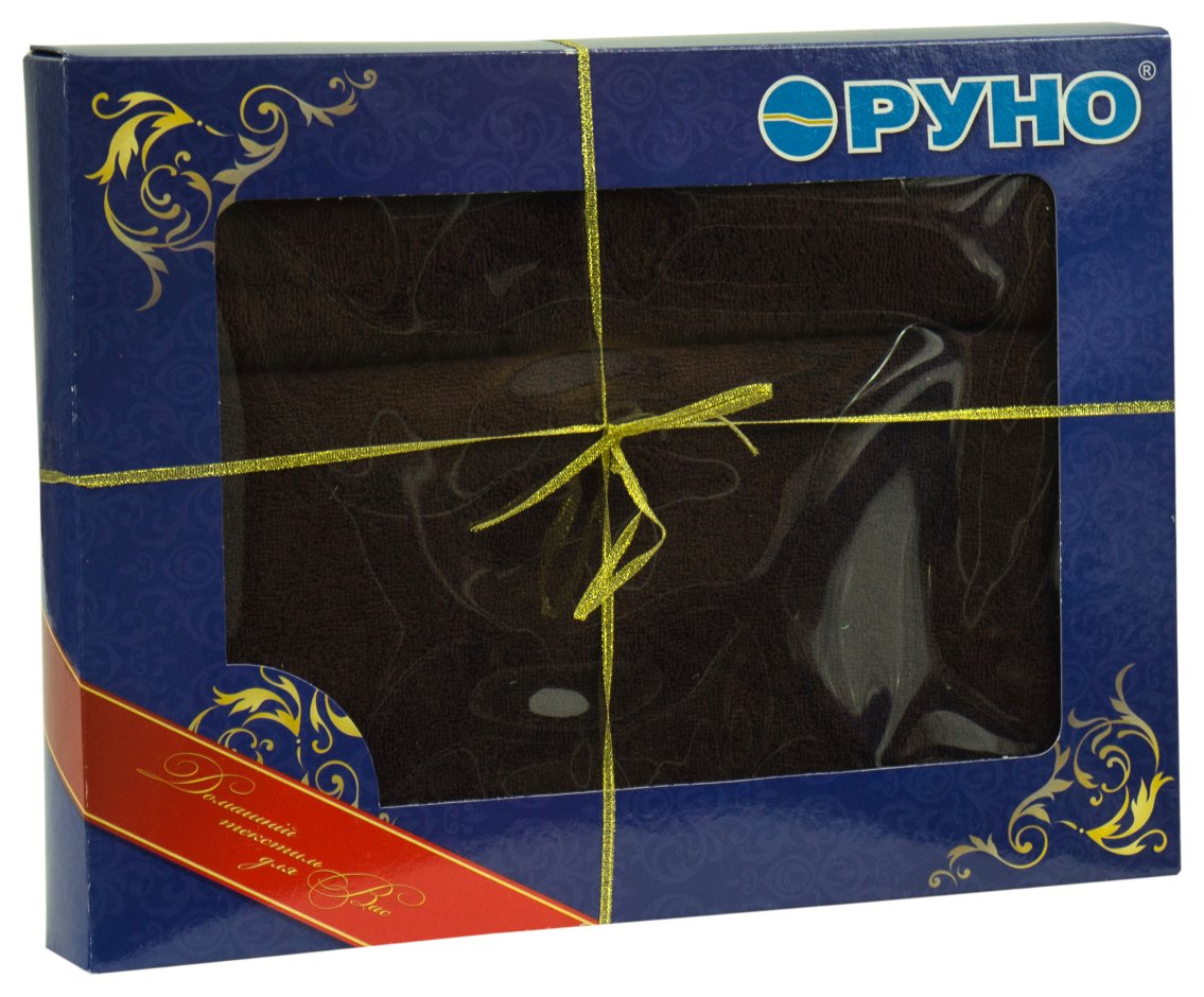 Комплект махровых полотенец Руно 50x90 и 70x140 см Коричневые (433.09ТУ_коричневий)