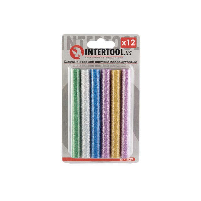 Комплект клеевых стержней Intertool цветных перламутровых 11.2мм*100мм, 12шт (RT-1029)