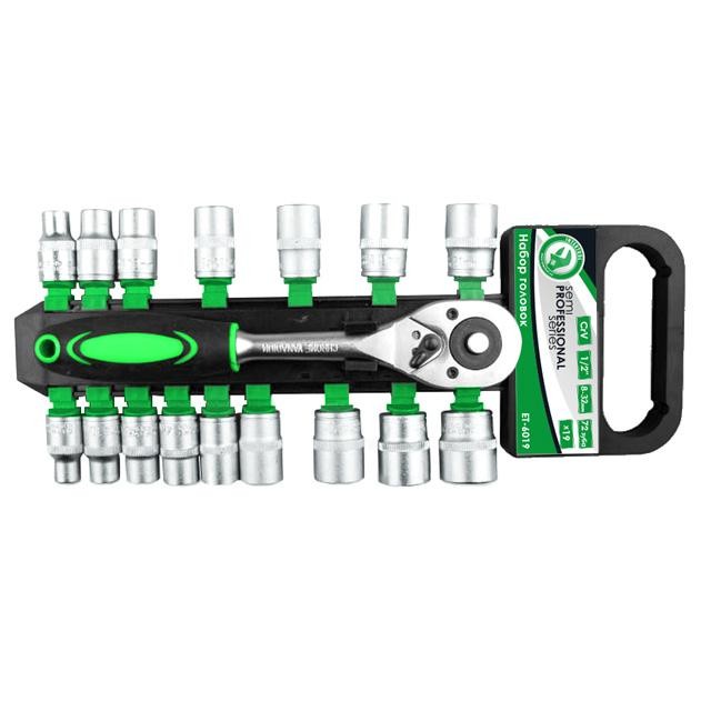 Набор головок Intertool 20 ед 3/8" 6-24 мм с рукояткой Cr-V (ET-6020)