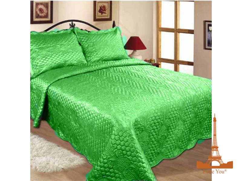 Покрывало однотонное Love you 11-05 салат 240х260 см + 2 наволочки 50х70 см Салатовое