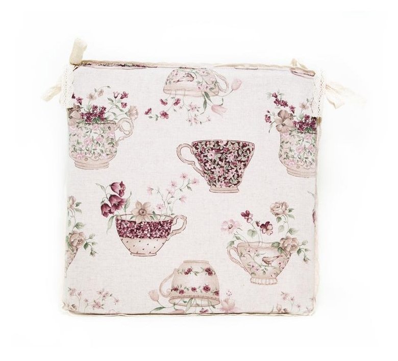 Подушка для стула Прованс Cups 40x40 см Белая с мережкой (.003695)