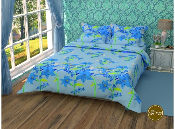 Постельное белье Leleka-Textile Полиэстер 145х210 Голубое Полуторные