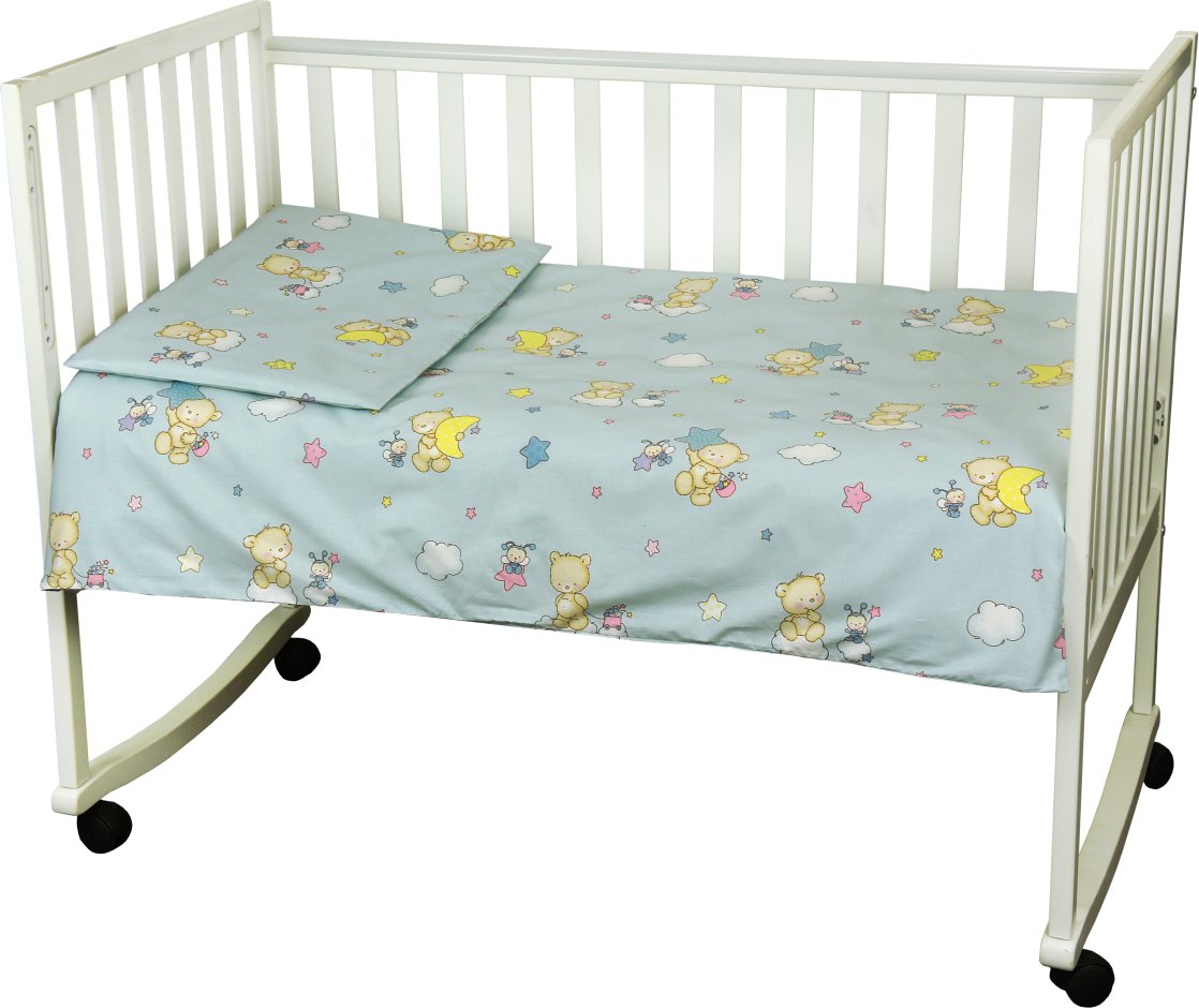 Комплект постельного белья Руно Младенец 60х120 см 3шт Детский Голубой мишка пузатик (932.02_(Блакит