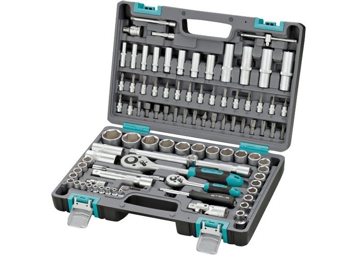 Набор инструментов STELS 1/2" 1/4" CrV пластиковий кейс 94 предметов (14106)