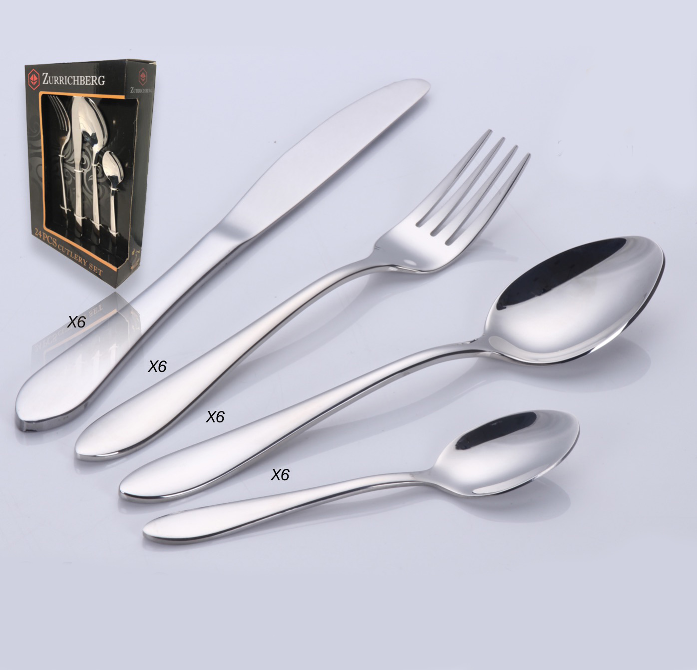 Набор столовых приборов Zurrichberg Silver Satin 24 предмета (ZB-3002)