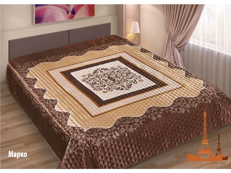 Покрывало Love you Марко Шелк 3D 200х220 см Коричневое