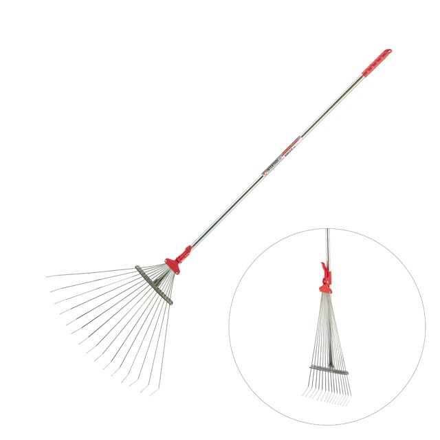 Грабли веерные Intertool 15 прутьев, металлическая рукоятка, регулировка ширины 20-65см (FT-3008)