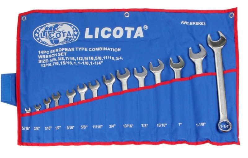 Набор ключей комбинированный дюймовых Licota 14 предметов 5 / 16-1-1 / 4" (AWT-ERSK03)