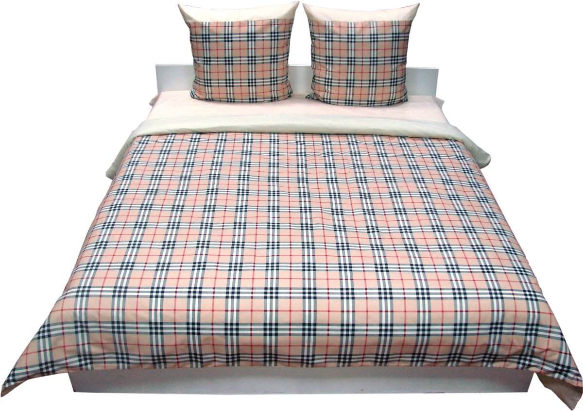 Комплект постельного белья Руно Шотландка 220х240 см 4шт Евро Бежевый (845.114У_Шотландка)