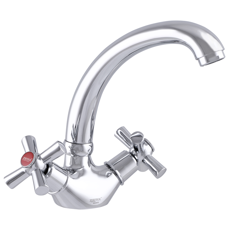 Смеситель для раковины ZERIX TLC 722 с полнооборотной кран буксой (ZX2967)