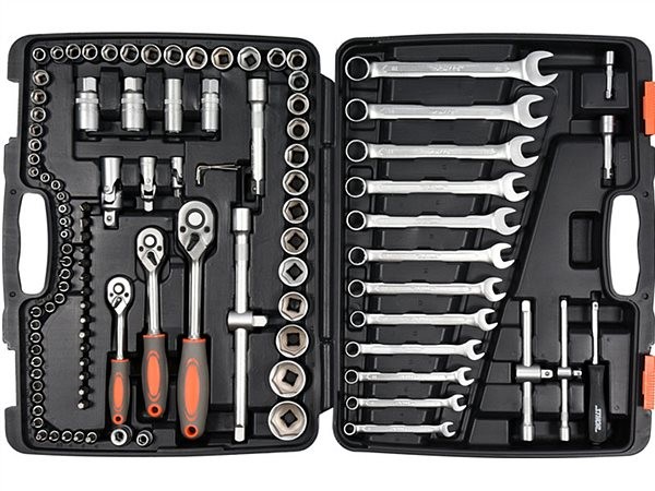 Набор головок торцевых, насадок Sthor 1/2", 3/8", 1/4" с инструментами 111 шт DW (58692)