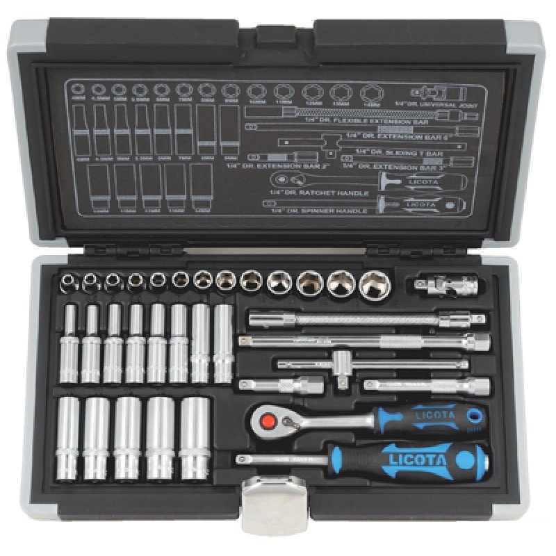 Набор торцевих головок Licota 1/4" 4-14 мм 34 предмета (ALK-0101F)