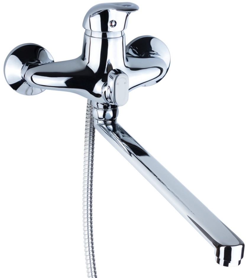 Смеситель для ванны Aquatica NK D40 гусак прямой 350мм дивертор встроенный картриджный (NK-2C232C)