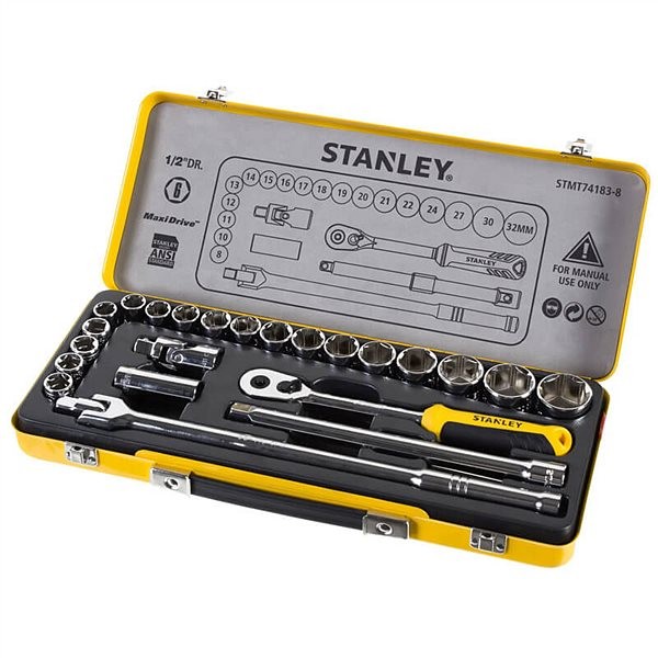 Набор головок торцевых Stanley 1/2" в металлическом футляре, 24 шт (STMT74183-8)