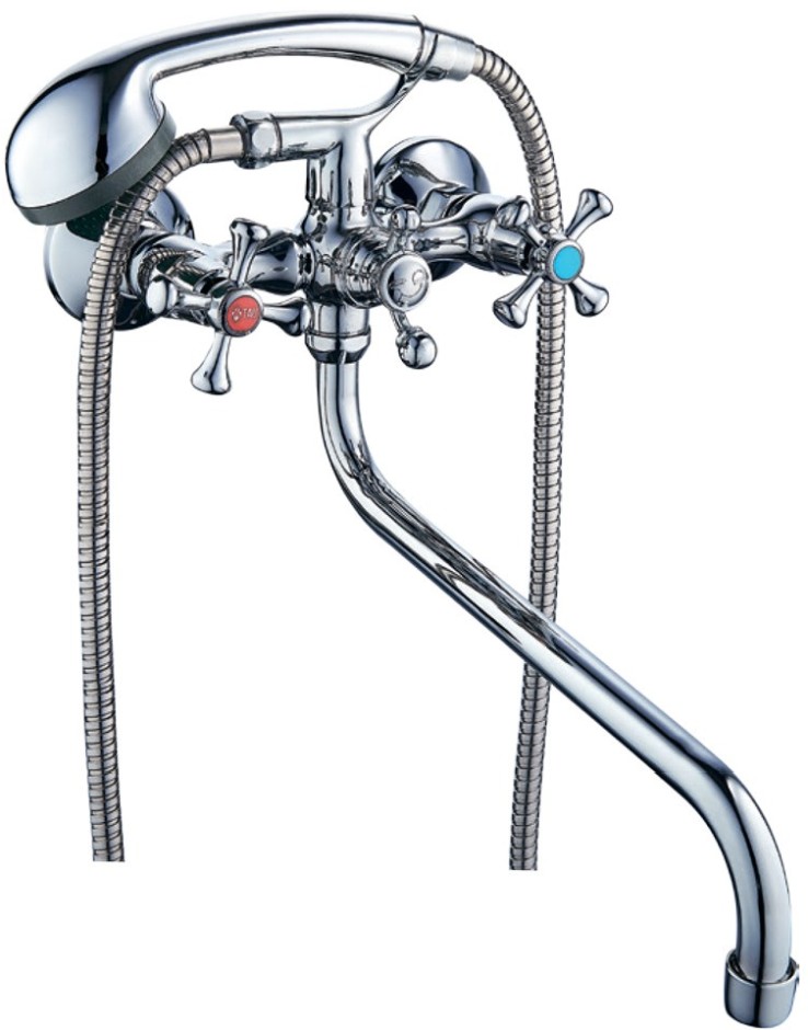 Смеситель для ванны Tau VN 1/2" гусак изогнутый дивертор встроенный шаровый (VN-5C460C)