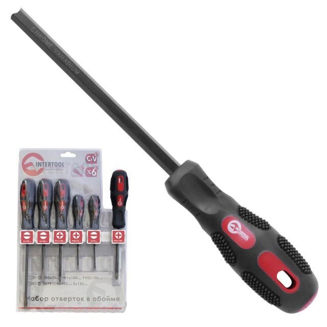 Набор отверток Intertool 6шт CrV, планка для крепления (VT-2006)