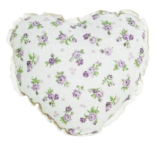 Подушка декоративная Прованс Сердце Lilac Rose 28х28 см Фиолетовый цветок с мережкой (.003704)