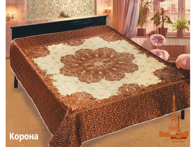 Покрывало Love you Корона Шелк 3D 200х220 см Коричневое