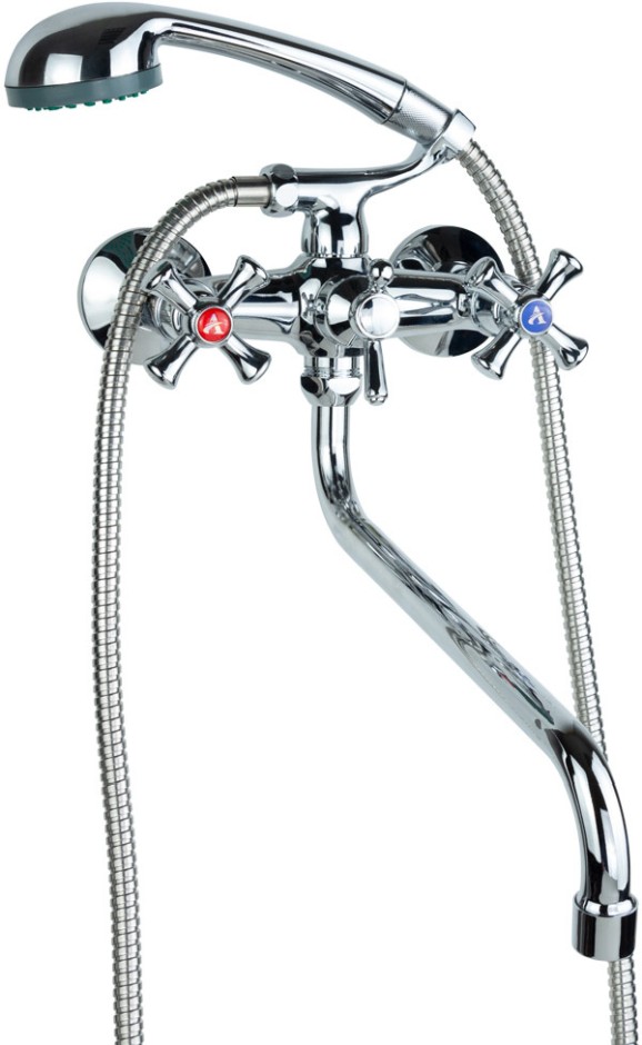 Смеситель для ванны Aquatica PL 1/2" гусак изогнутый дивертор встроенный шаровый (PL-5C455C)