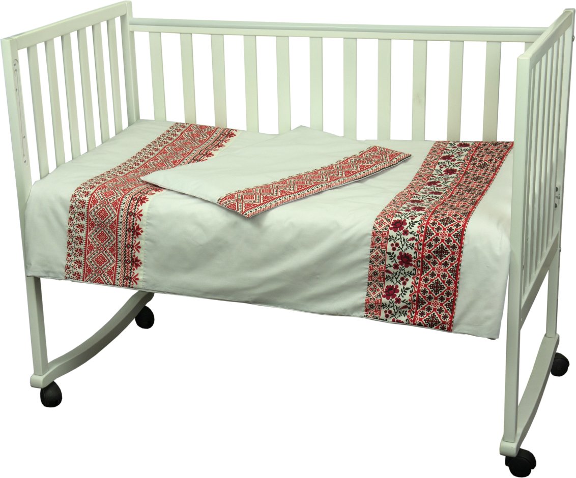 Комплект постельного белья Руно Славяночка 60х120 см 3шт Детский Красная вышивка (932.02СУ_Червоний)