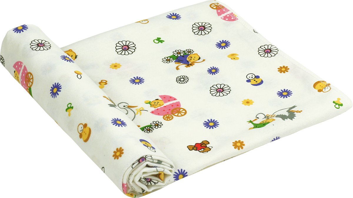 Пеленка Руно Хлопок 90x80 см Белая с журавлями (203.05_10-0320 pink)