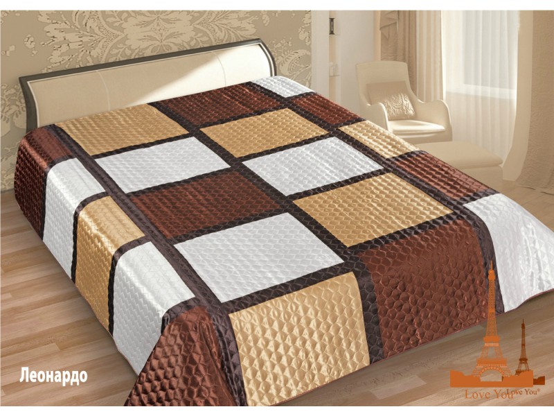 Покрывало Love you Леонардо Шелк 3D 200х220 см Коричневое