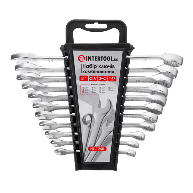Набор ключей комбинированных Intertool 11 шт, 7-19мм, Cr-V (HT-1250)