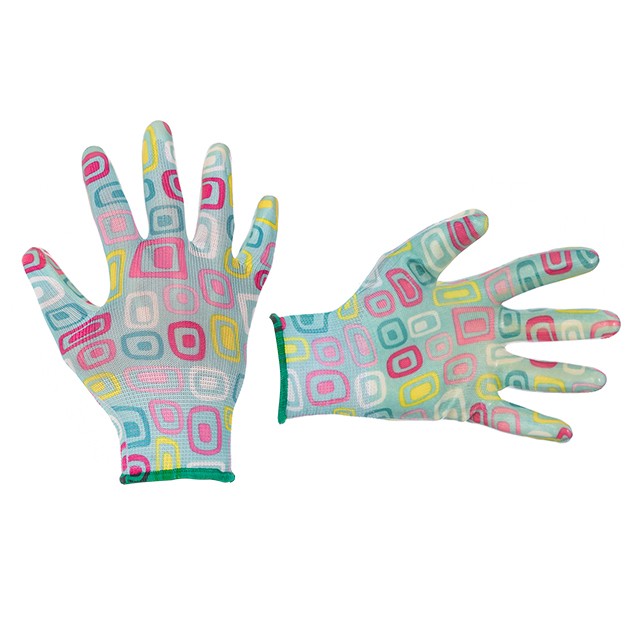 Перчатки садовые с нитриловым покрытием 8" голубые Intertool (SP-0164)