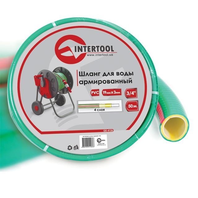 Шланг Intertool для воды 4-х слойный 3/4", 50м, армированный, PVC (GE-4126)