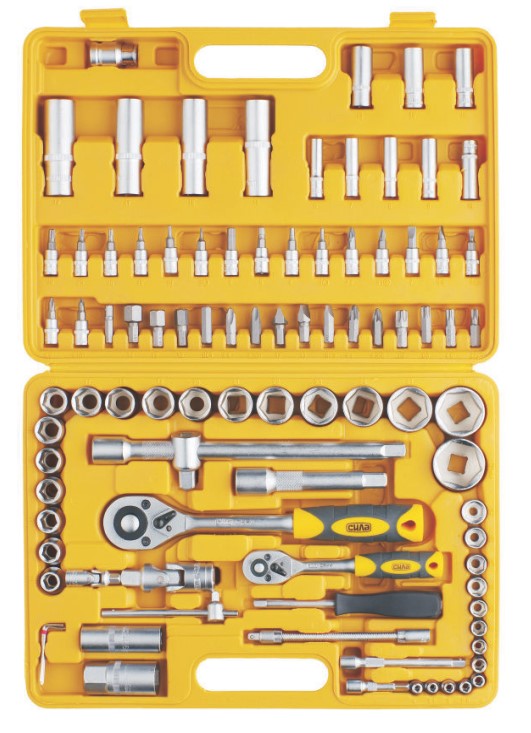 Набор Сила насадок торцевых c трещоткой стандарт 1/4, 1/2 94 шт (251394)