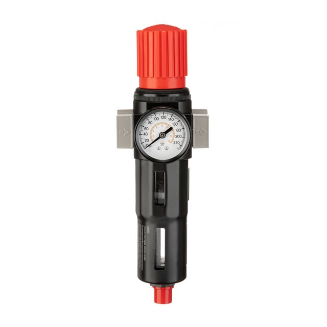 Фильтр для очистки воздуха с редуктором Intertool 3/4", 5мкм, 2600 л/мин, металл (PT-1417)