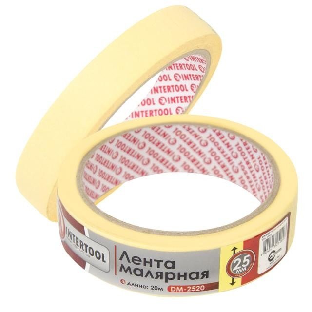 Лента малярная Intertool 25мм, 20м, желтая (DM-2520)