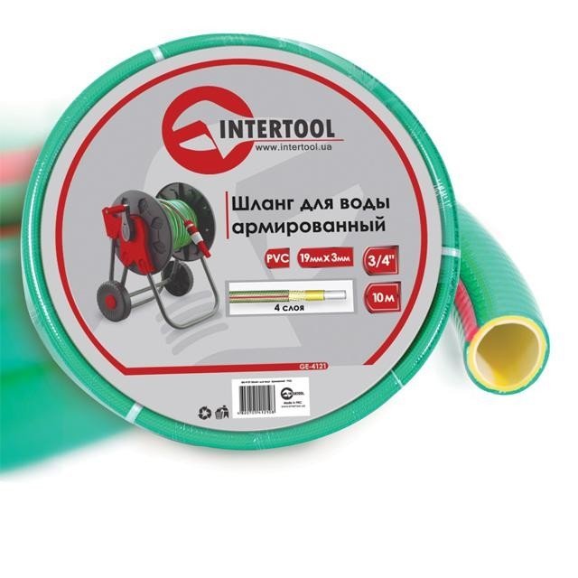 Шланг Intertool для воды 4-х слойный 3/4", 10м, армированный, PVC (GE-4121)