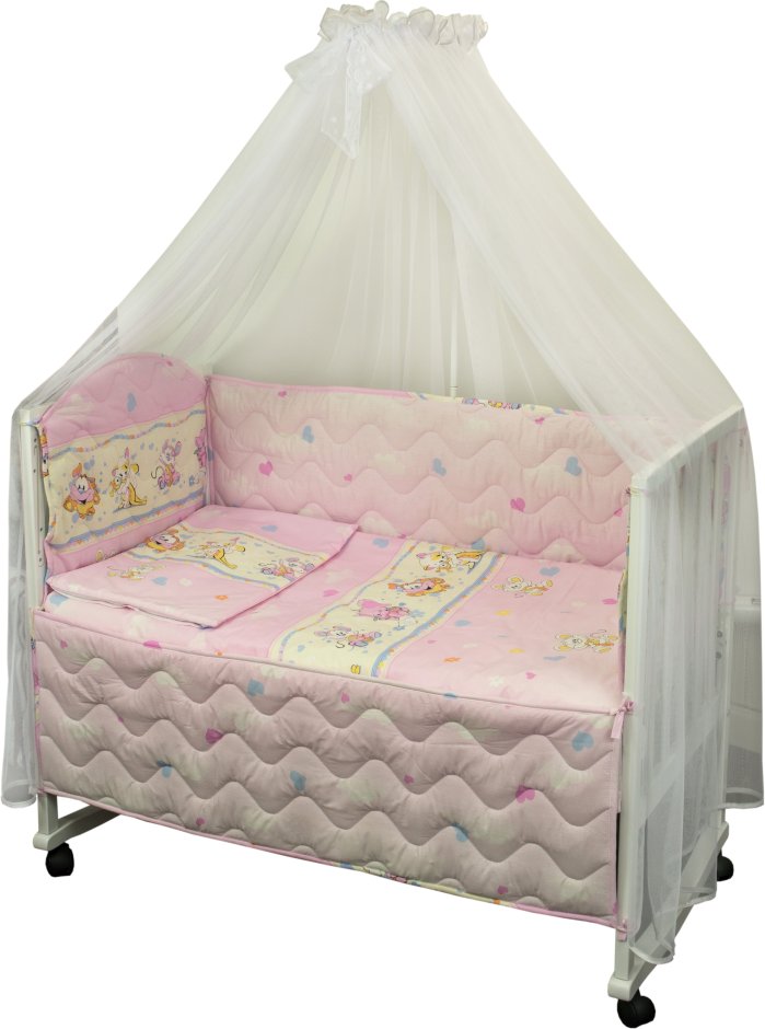 Комплект постельного белья Руно Радуга 60х120 см 7шт Детский Розовый мышка с сыром (960У_(Рожевий) м