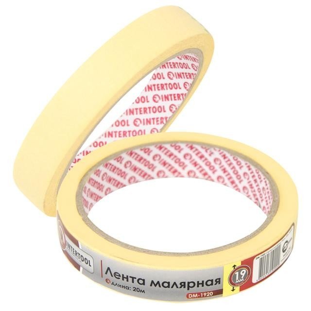 Лента малярная Intertool 19мм, 20м, желтая (DM-1920)