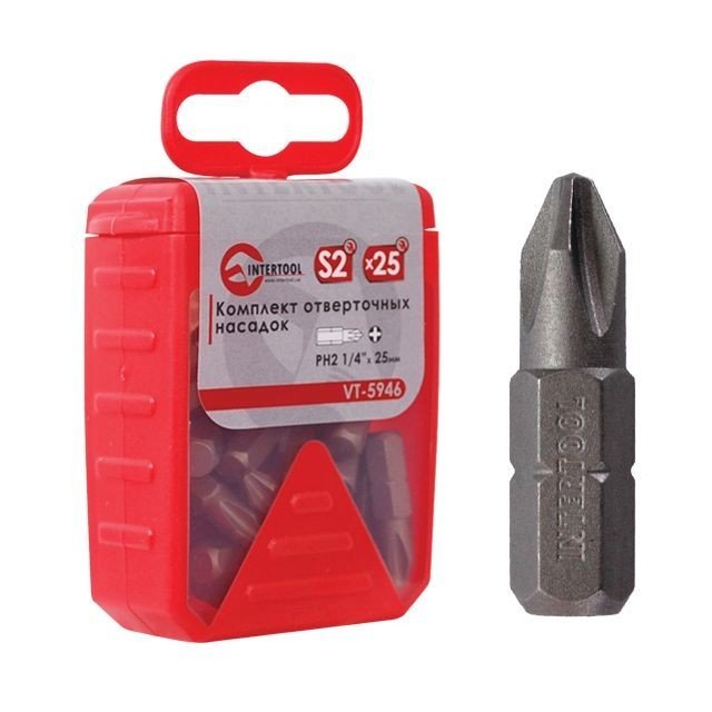 Комплект отверточных бит Intertool PH2 1/4"*25мм 25шт (VT-5946)