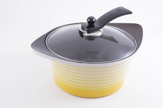 Кастрюля Fissman Innovation со стеклянной крышкой 24x12 см/5 л керам. покрытие 3D (AL-4767.24)