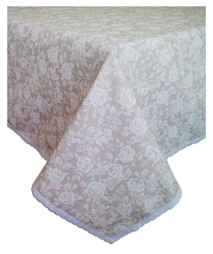 Скатерть Прованс White Rose с кружевом круглая D-200 см (.003799)