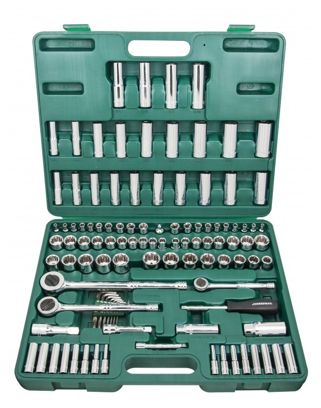 Универсальный набор Jonnesway 1/4", 3/8", 1/2" мм и дюйм 107 шт (S05h48107S)
