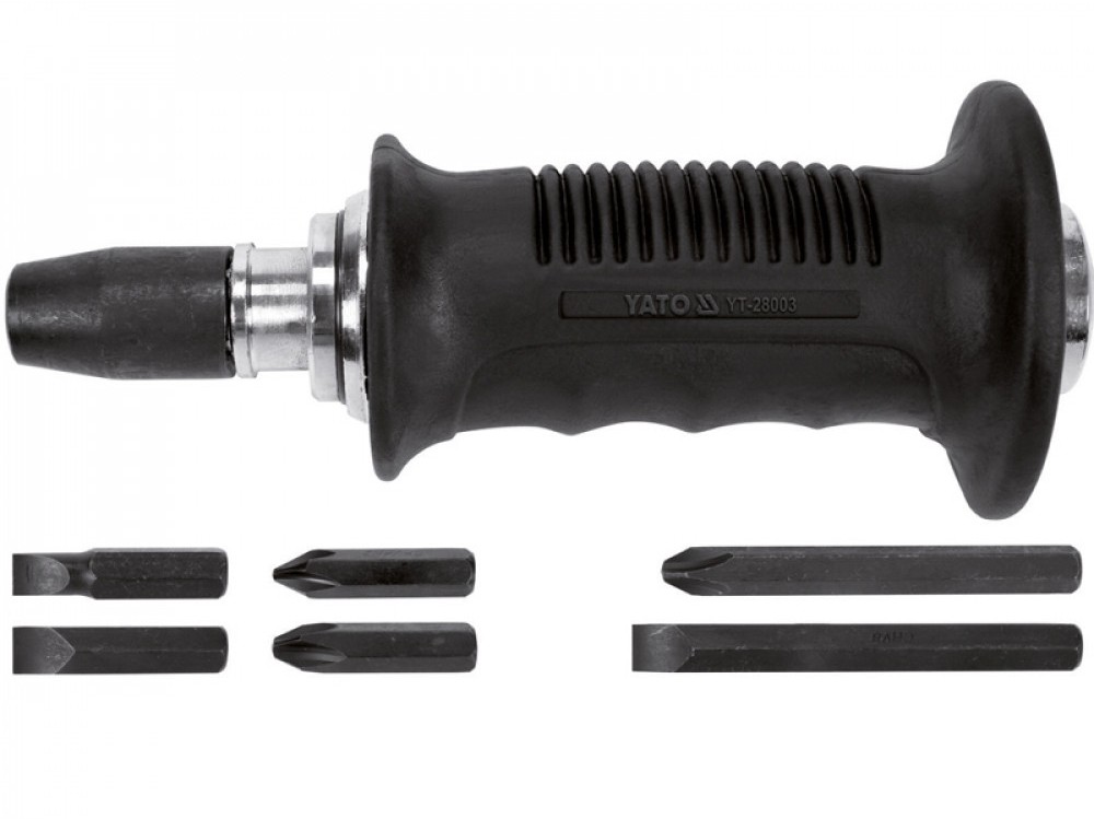 Отвертка реверсивная ударная Yato 175 мм, трещотка, 6 насадок, CrV Футляр (YT-28003)