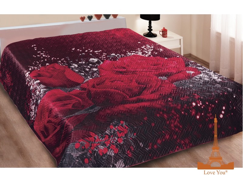 Покрывало Love you Эйфория Шелк 3D 200х220 см Красное