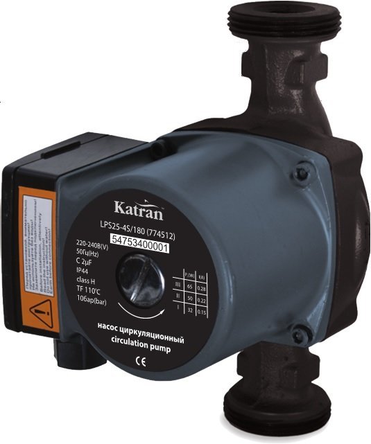 Насос циркуляционный Katran 65Вт Hmax 4м Qmax 63л/мин Ø1½ 130мм + гайки Ø1 (774513)