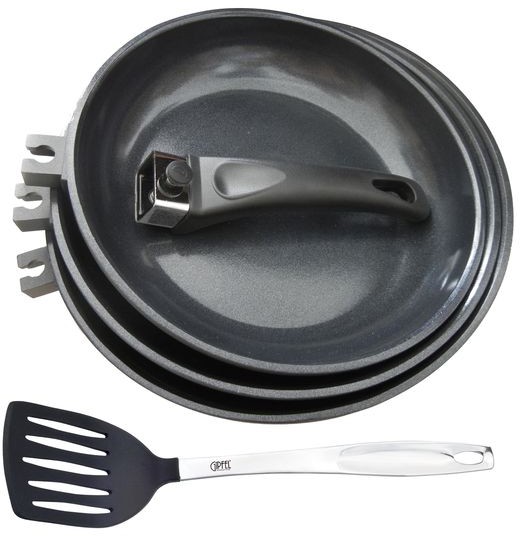 Набор сковород 3 предмета со съемной ручкой и лопаткой (2313 GIPFEL)