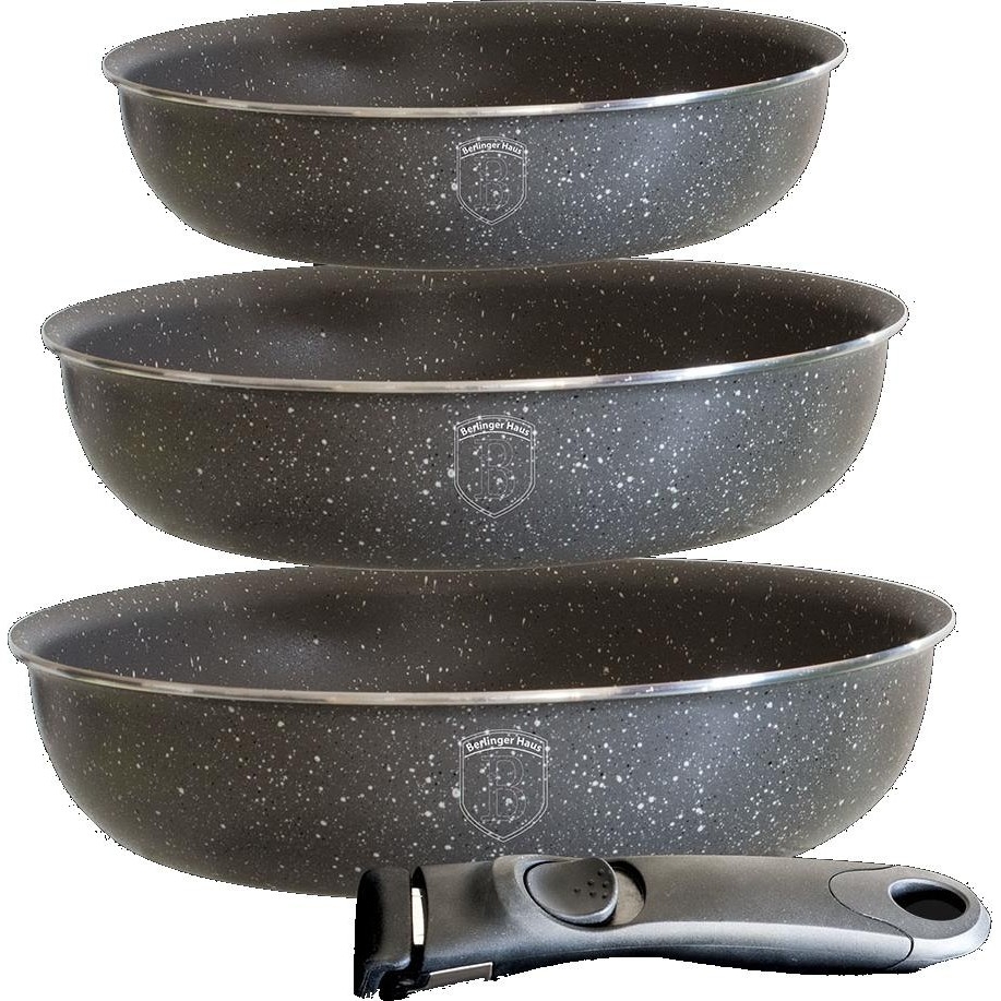 Набор посуды Berlinger Haus Click it gray 4 предмета съемная ручка (BH-1479)