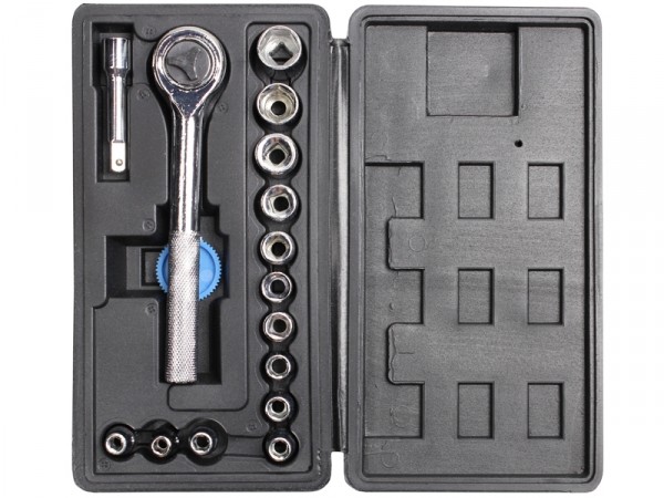 Набор головок торцевых Vorel 1/4", М4-13 мм с трещоткой 16 шт (58160)